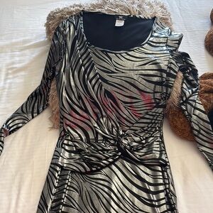 Va Va Voom Metallic Zebra Long Sleeve Dress